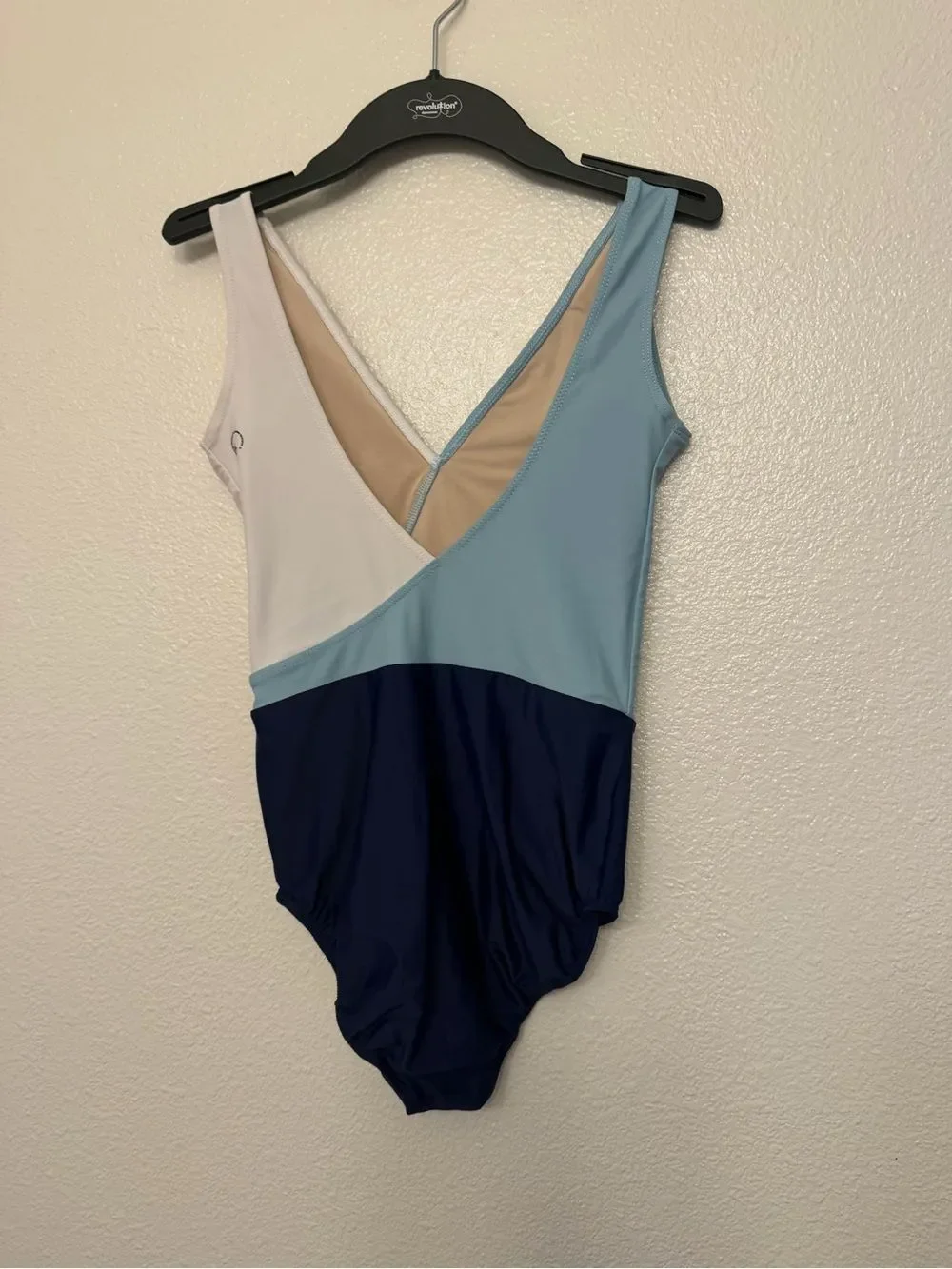 Five 5 Dance contemporary color block V-neck blue leotard SA-Small adult